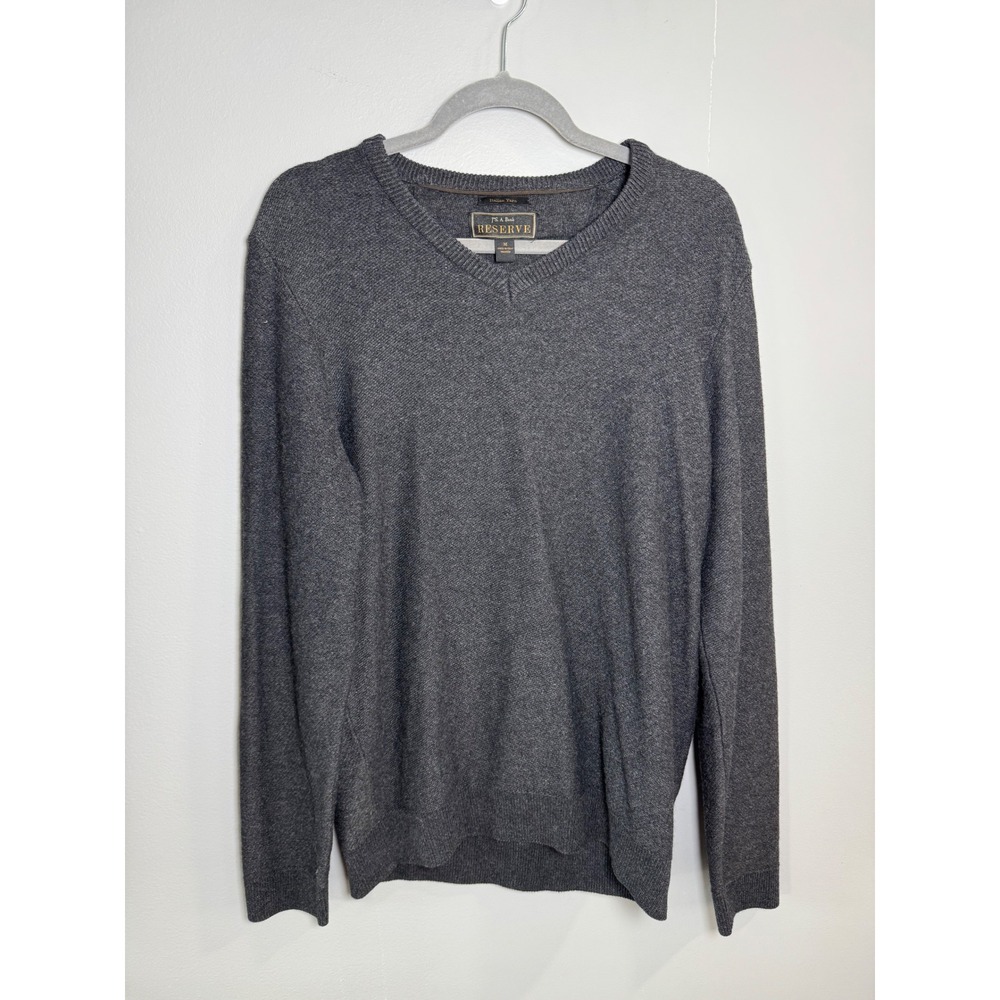 Jos A Bank Reserve Mens Medium Charcoal Grey Italian Wool Cashmere Sweater